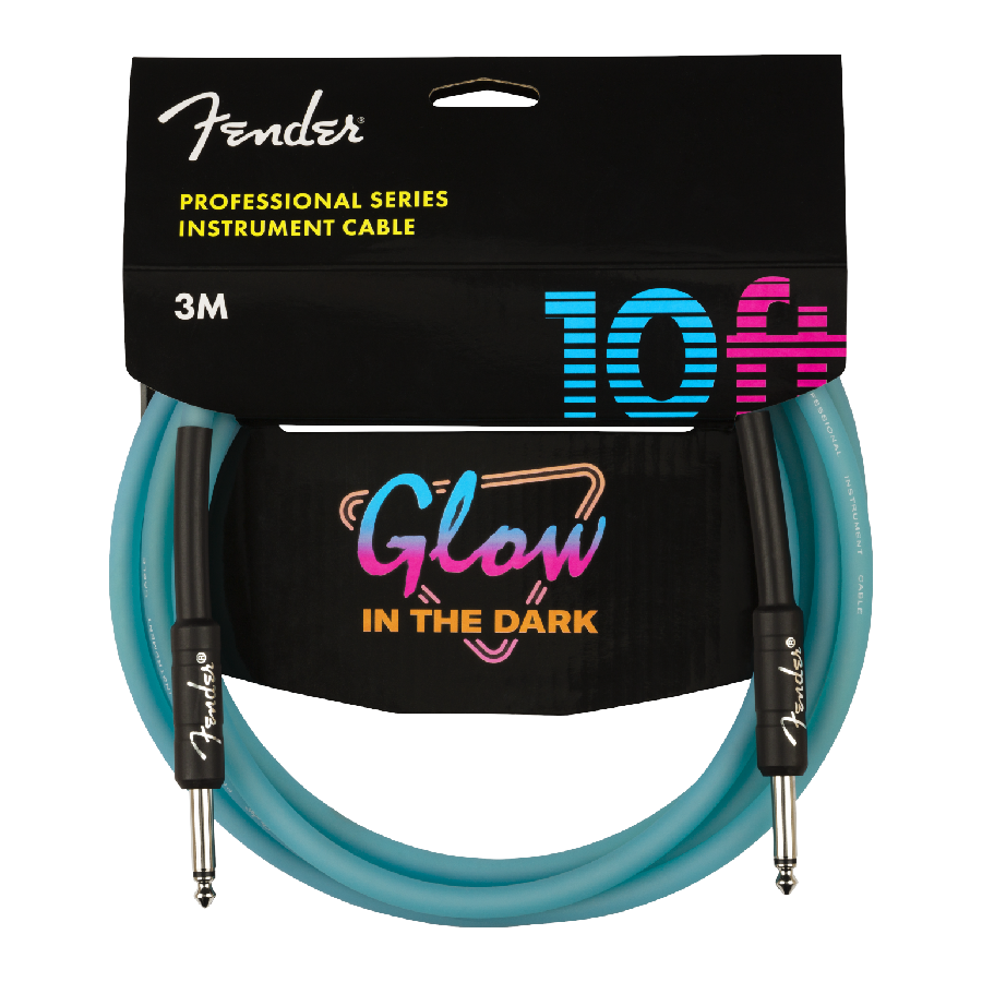 FENDER PRO 10' GLOW IN THE DARK CABLES BLUE