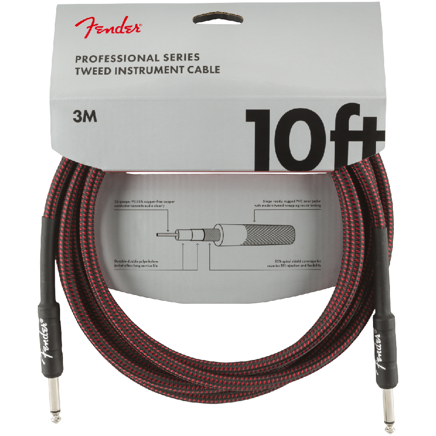 FENDER PROFESSIONAL 10' PRO INSTRUMENT CABLE RED TWD - immagine 3