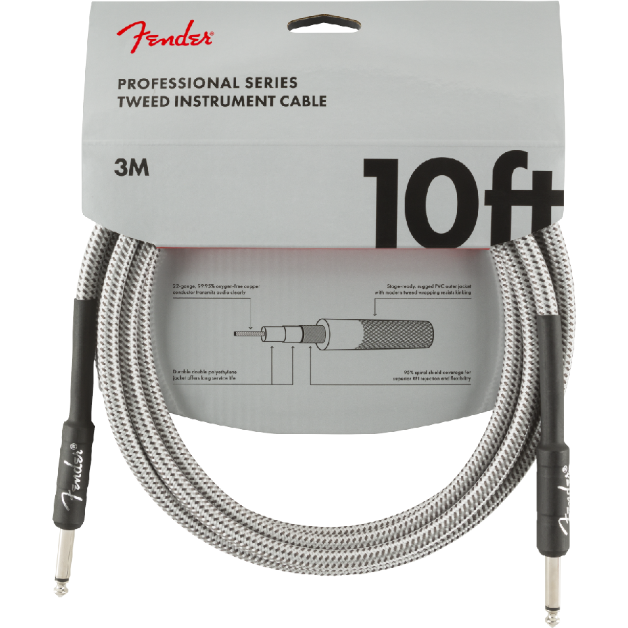 FENDER PROFESSIONAL 10' PRO INSTRUMENT CABLE WHT TWD